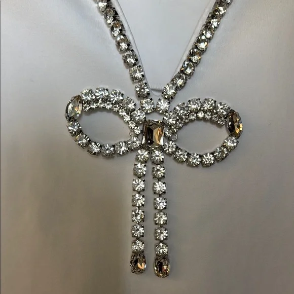 AREA White Dress with Crystal Detail - Picture 7 of 12